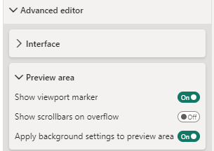 Настройки области предпросмотра